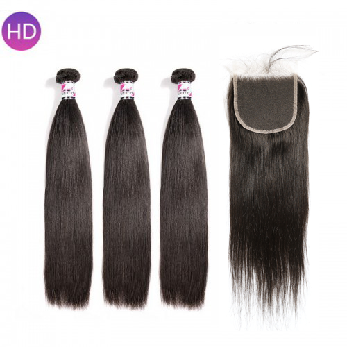 Stema Virgin Straight Hair With 4X4 HD & Transparent Lace Closure